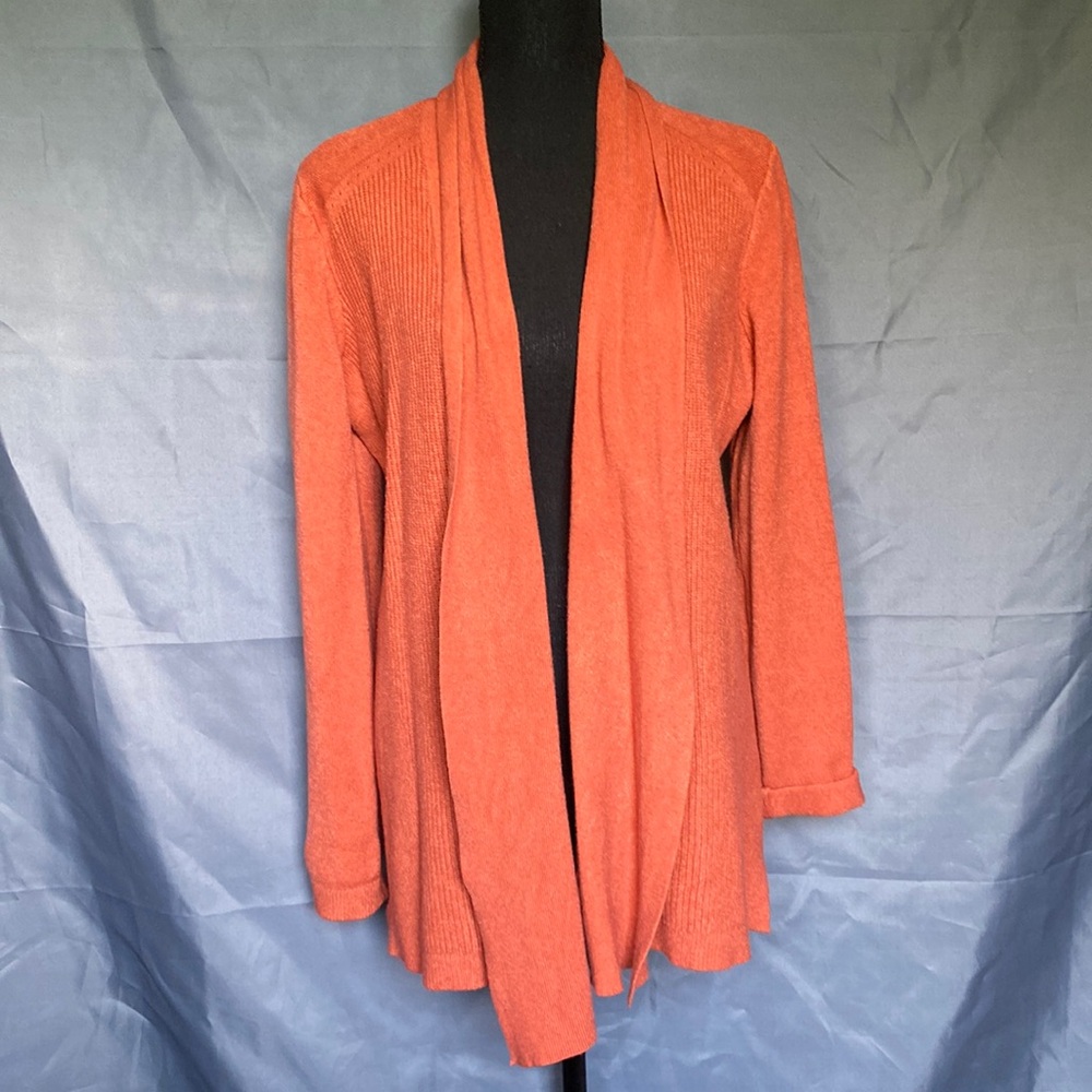 New Cyrus Medium Burnt Orange Super Soft Ribbed Long Sleeve Cardigan Sweater